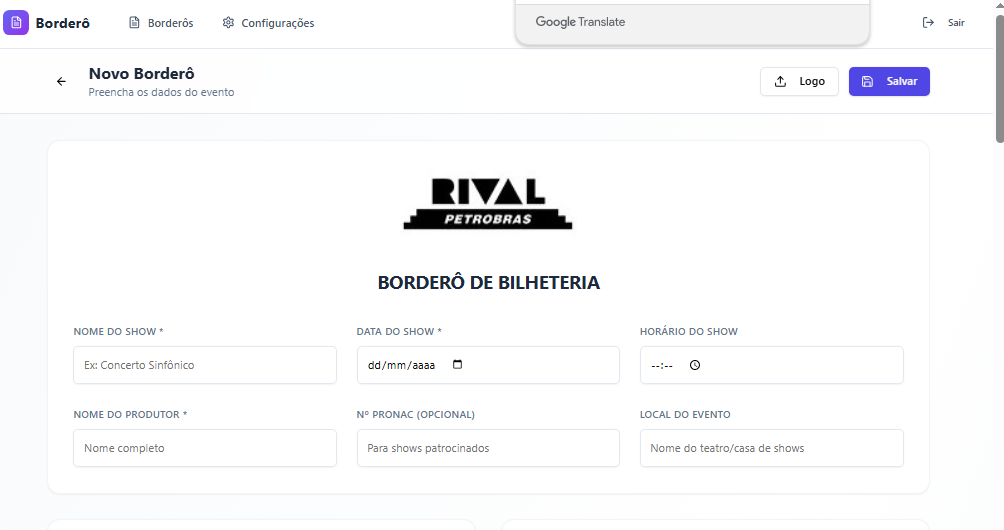 Borderô Fácil 1.0 template preview