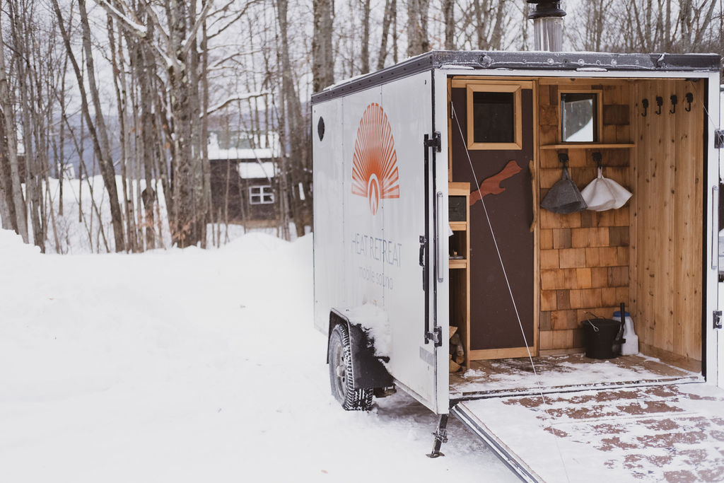 Open sauna with cedar interior