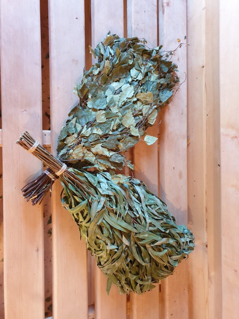 Traditional birch and eucalyptus sauna whisks
