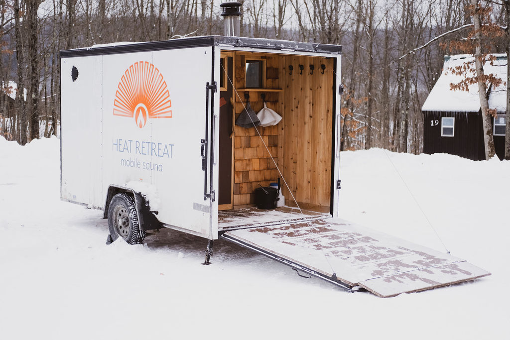 Sauna entrance in snow