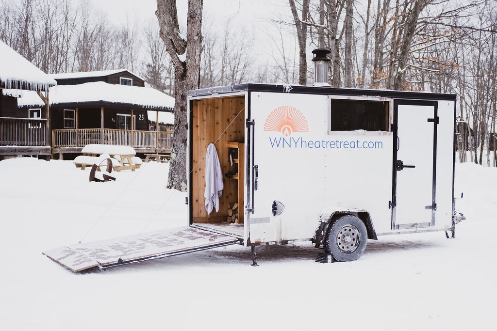 Winter sauna exterior view