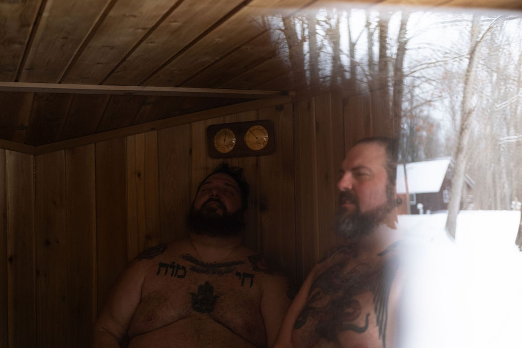 Relaxing in sauna