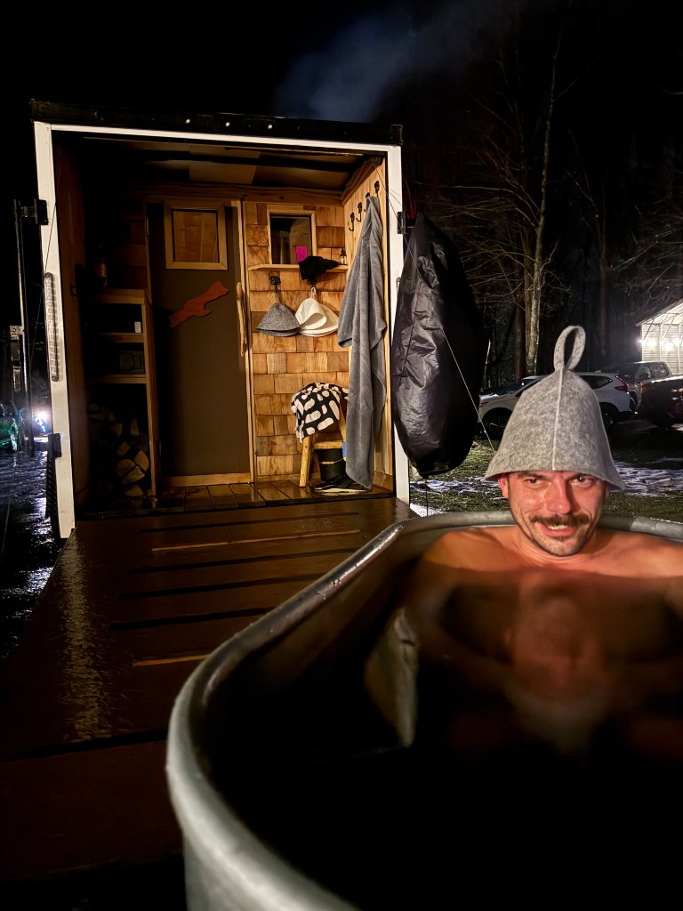 Nighttime cold plunge experience