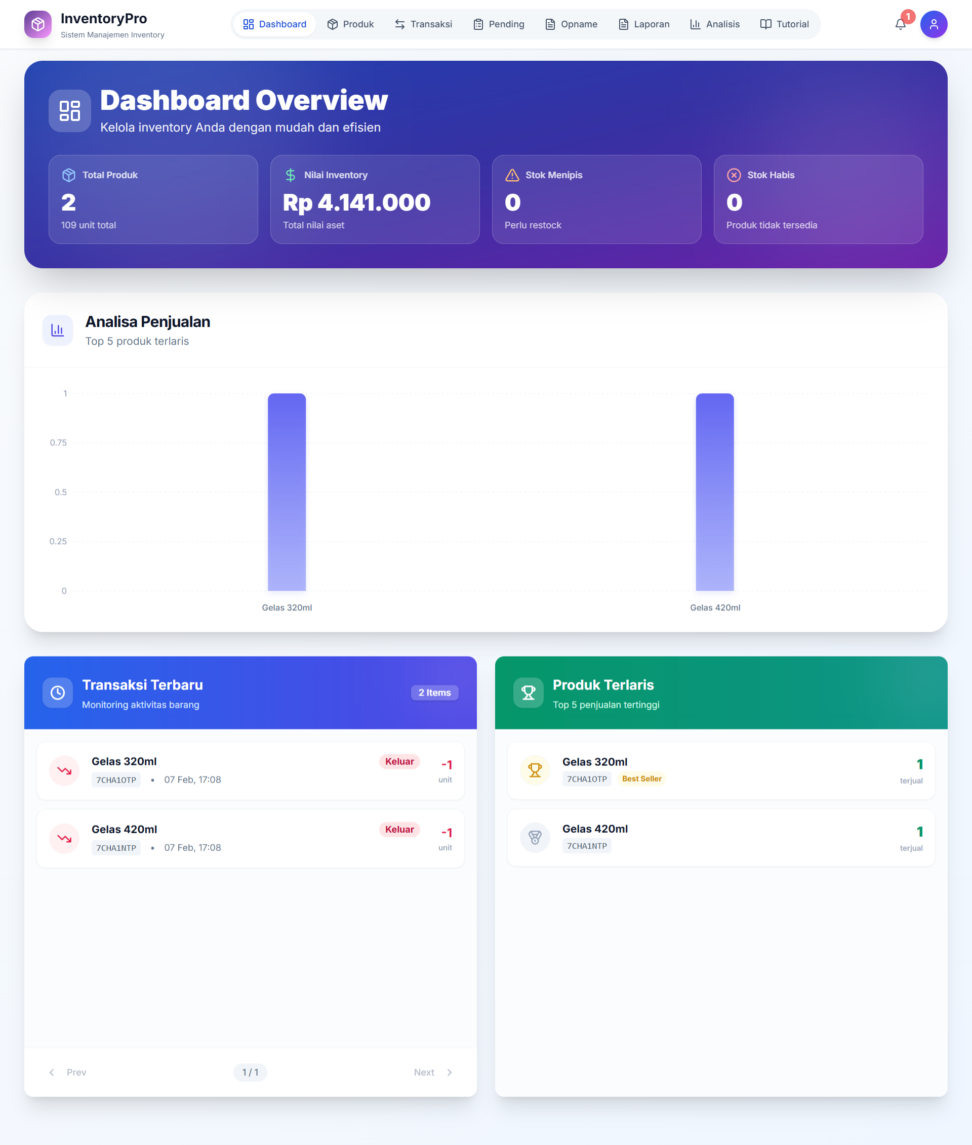 Inventory Pro Version template preview