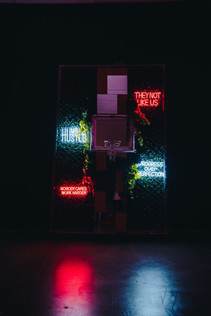 Neon art installation at a DRVN event