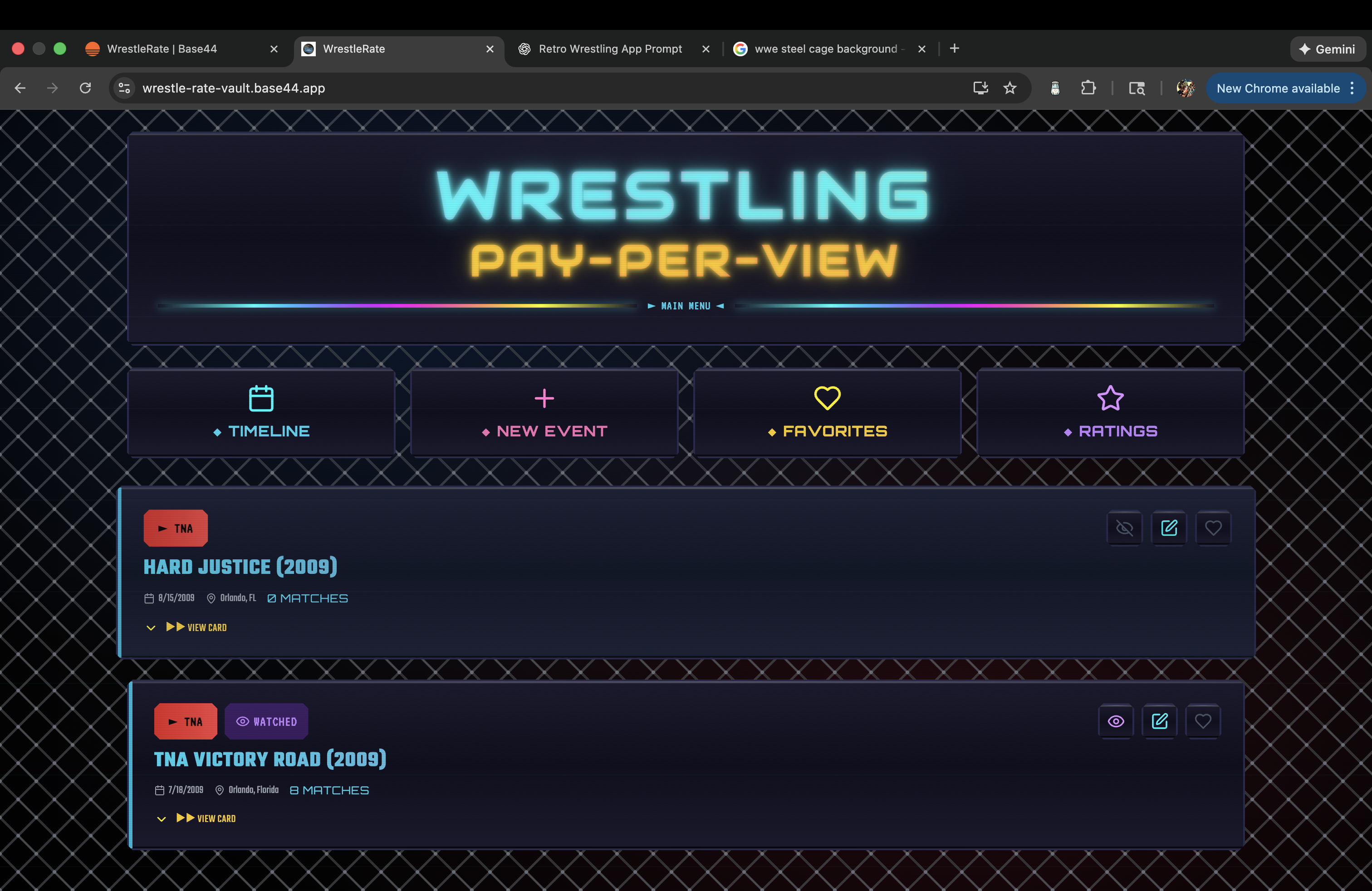 Wrestling match/event tracker template preview