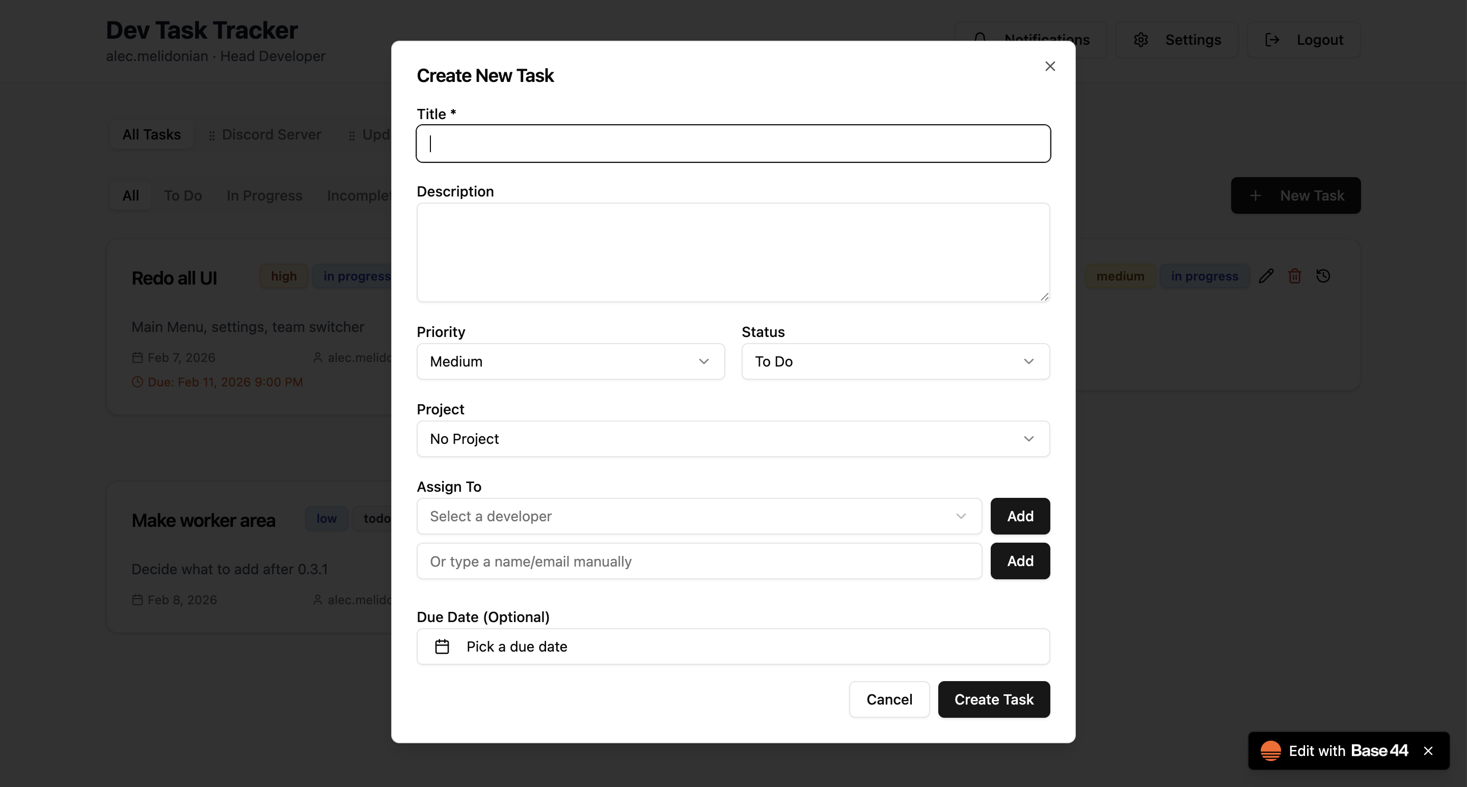 Dev Tracker template preview