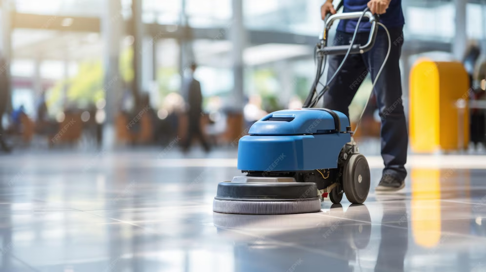 Commercial cleaning team servicing a Bristol business premises