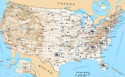 IET office locations across United States - Pennsylvania, Ohio, North Carolina, South Carolina, Florida, Texas environmental remediation offices
