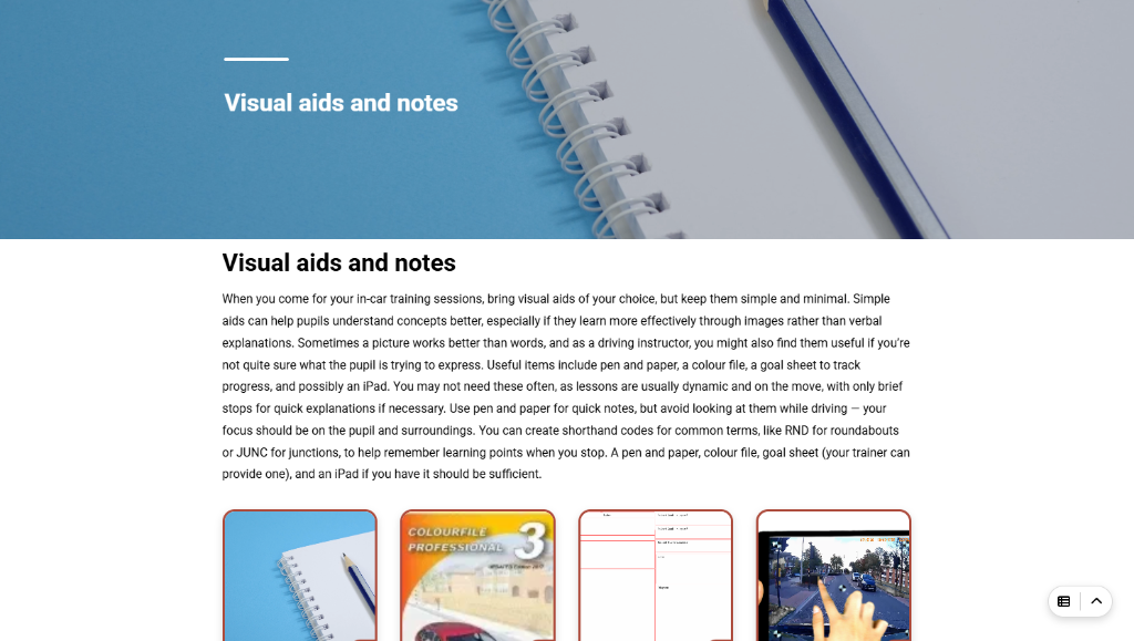 Visual aids and notes