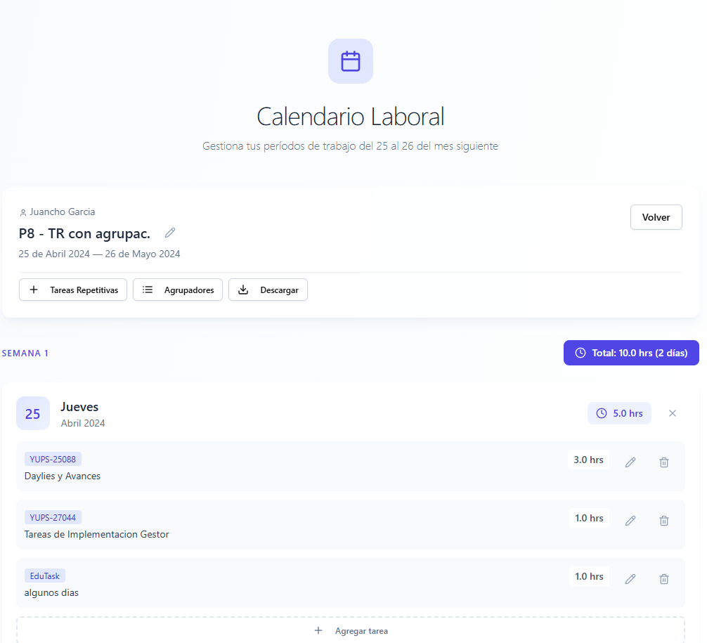 Calendario Laboral AE II template preview