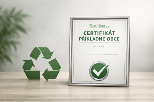 Certifikát příkladné obce: ocenění za odpovědnou spolupráci v oblasti sběru textilu