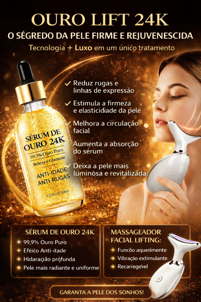 Sérum 24K Gold Essence com Massageador