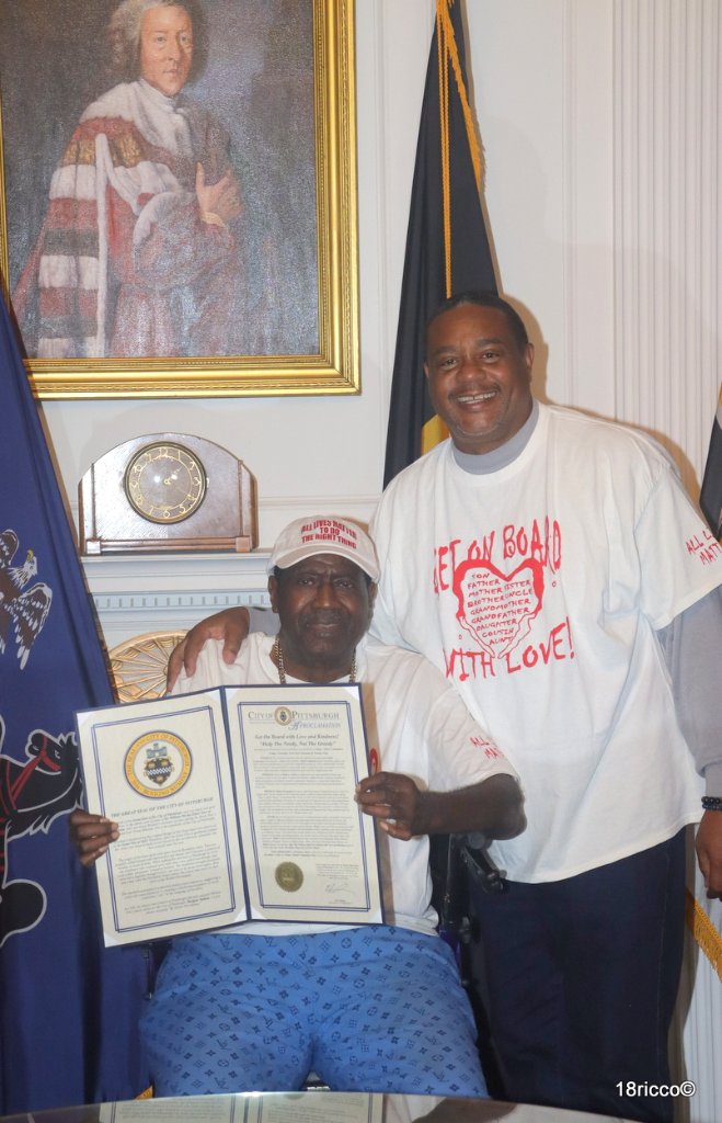 Hank Commodore with proclamation