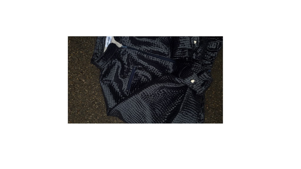 Croc-textured goat leather bomber jacket
