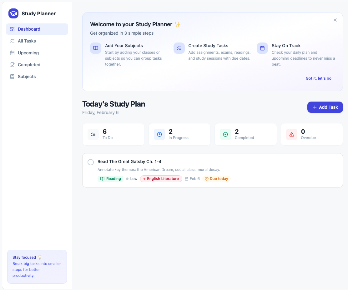 Student Study Planner template preview
