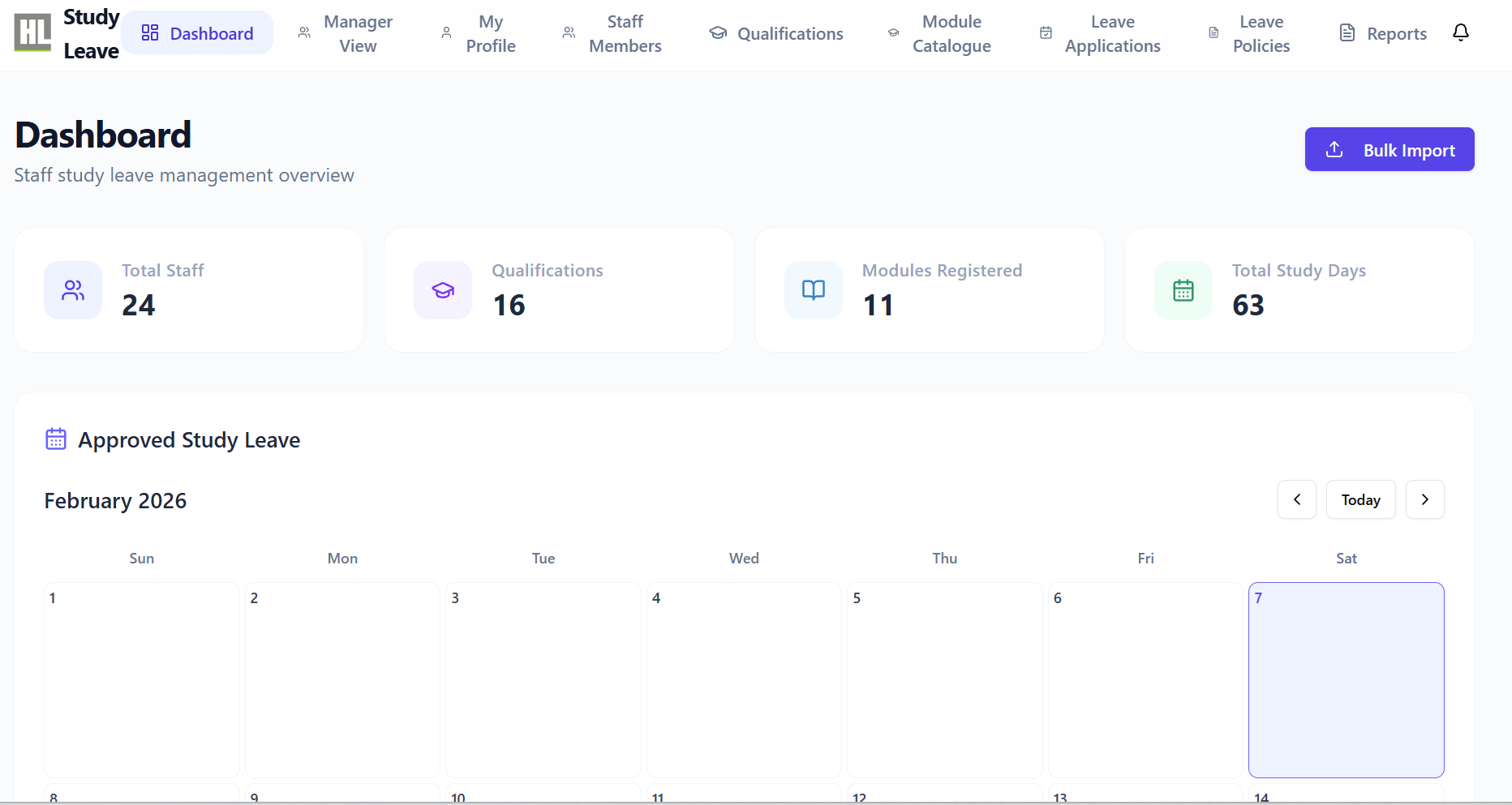 HL Study Leave App template preview