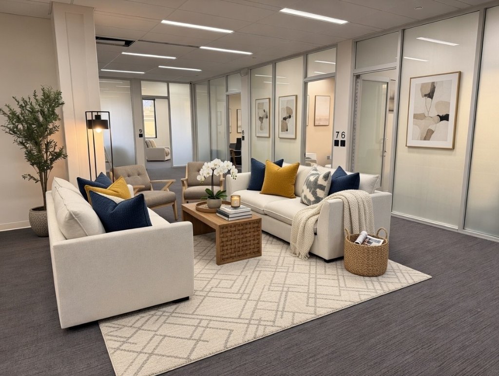 Waiting area and therapy offices at CoRise in Ontario, California