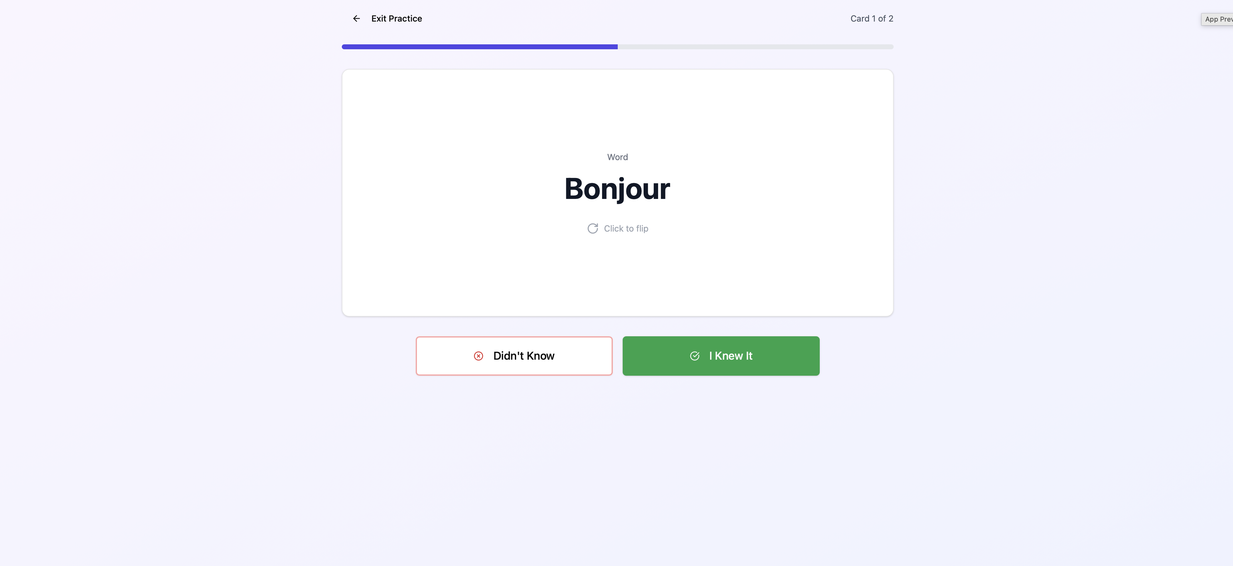 Vocabulary Training App template preview