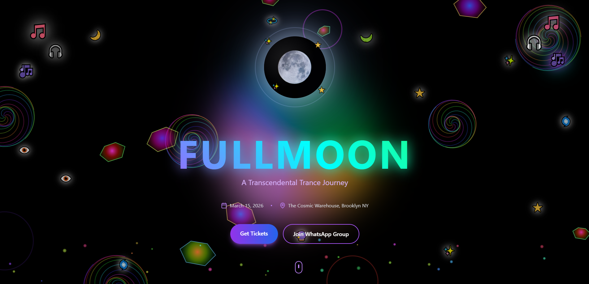 🌕 FULLMOON - Trance Party Landing Page template preview