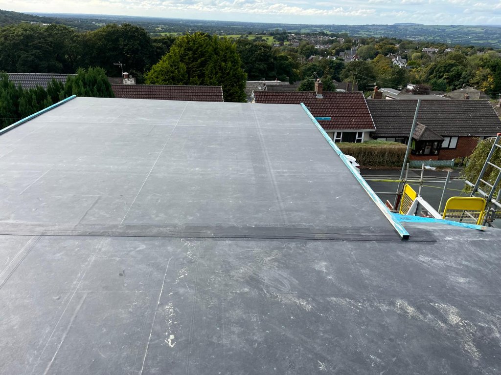 completed EPDM membrane on a flat roof serving Accrington