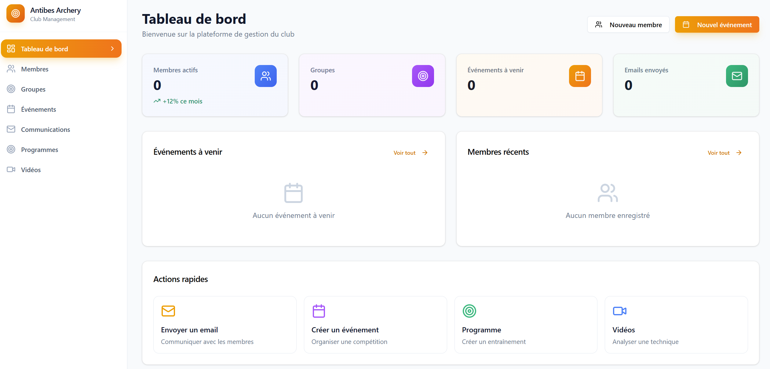 Compagnie d'Arc d'Antibes APP template preview