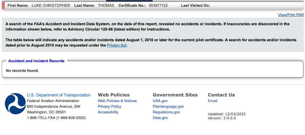 Pilot Records Database