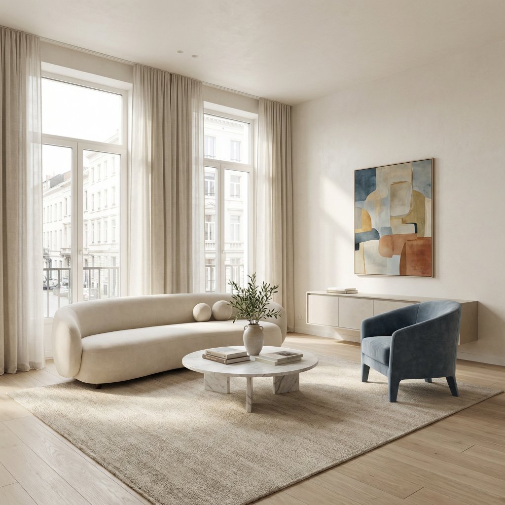 Scandinavian living room with natural light
