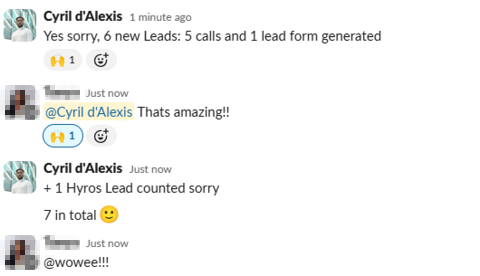 Client Slack message
