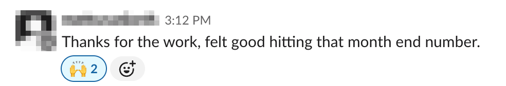 Client Slack message