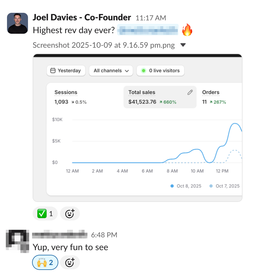 Client Slack message