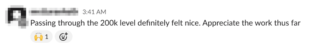 Client Slack message
