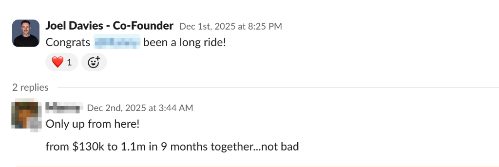 Client Slack message