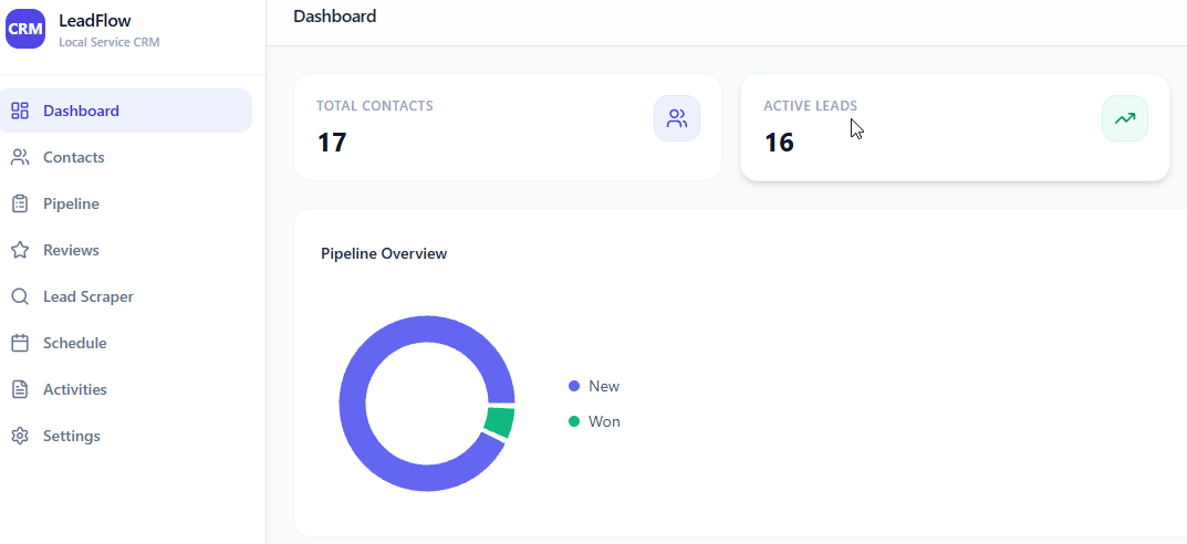 Custom CRM template preview