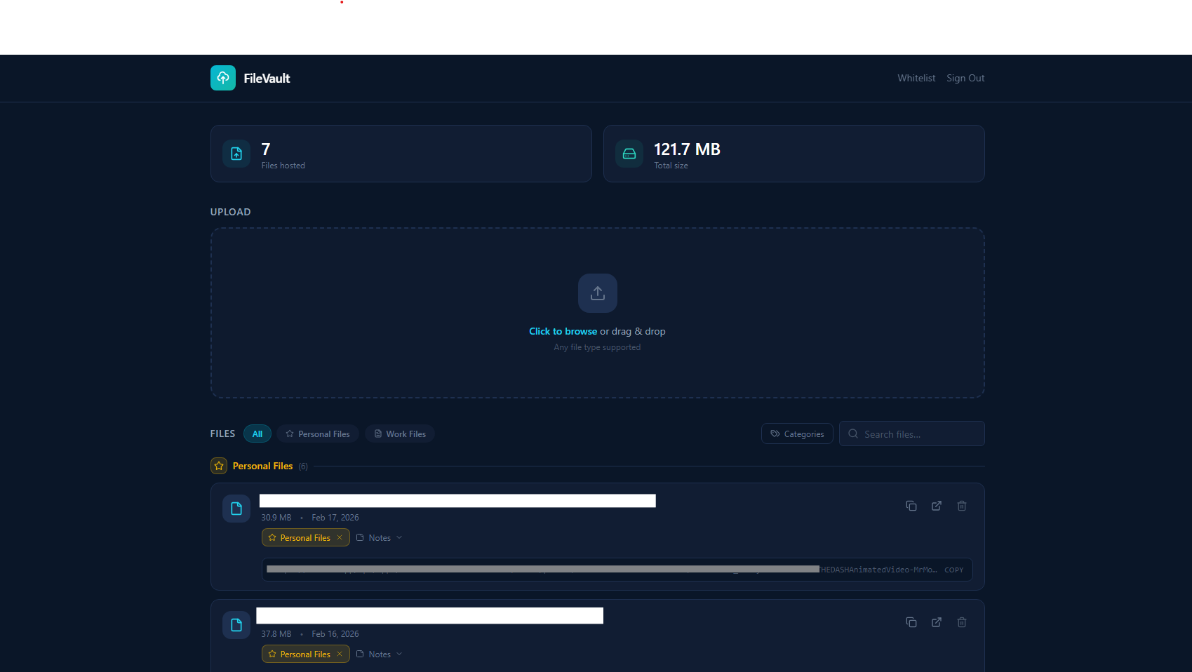 Internal File Storage template preview