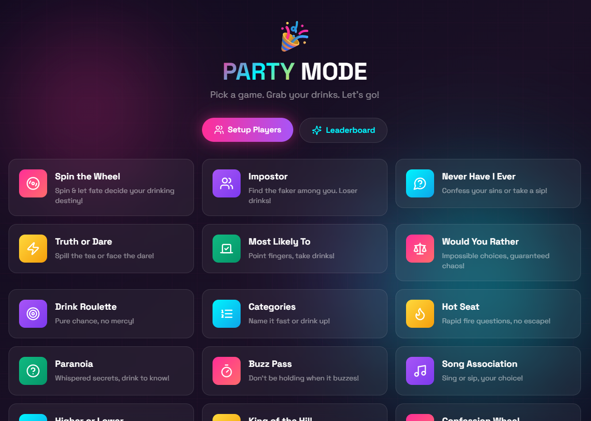 Party games template preview