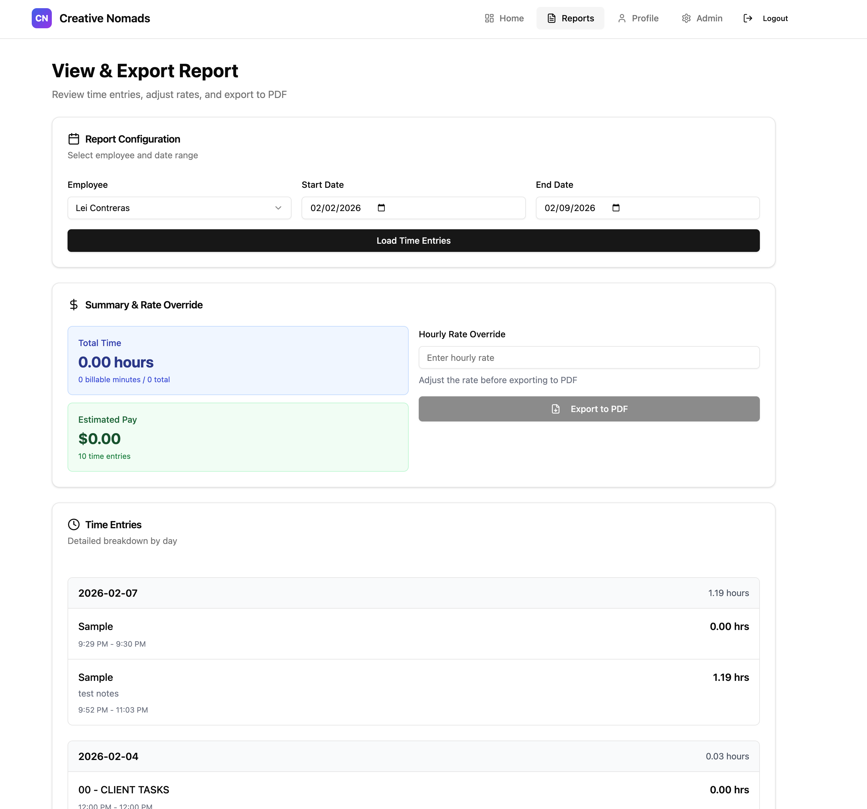 Timesheet clickup app template preview
