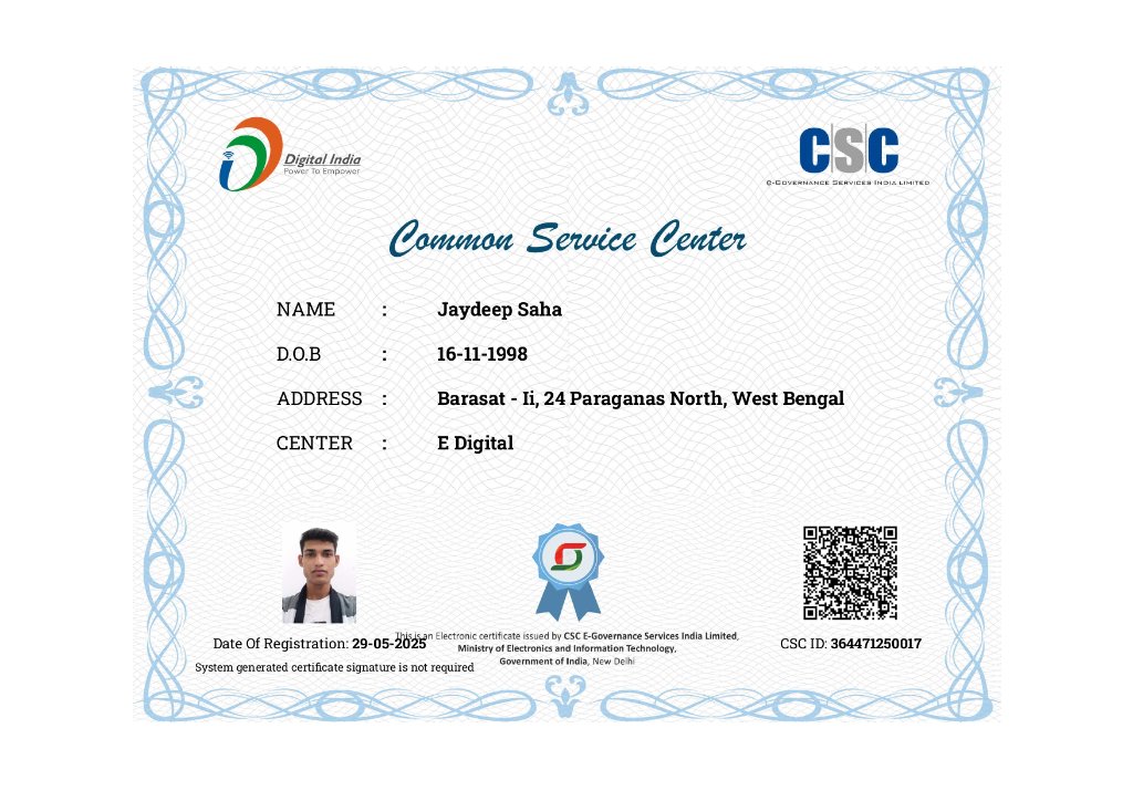 CSC Registration Certificate