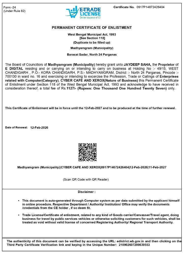 Trade License Certificate