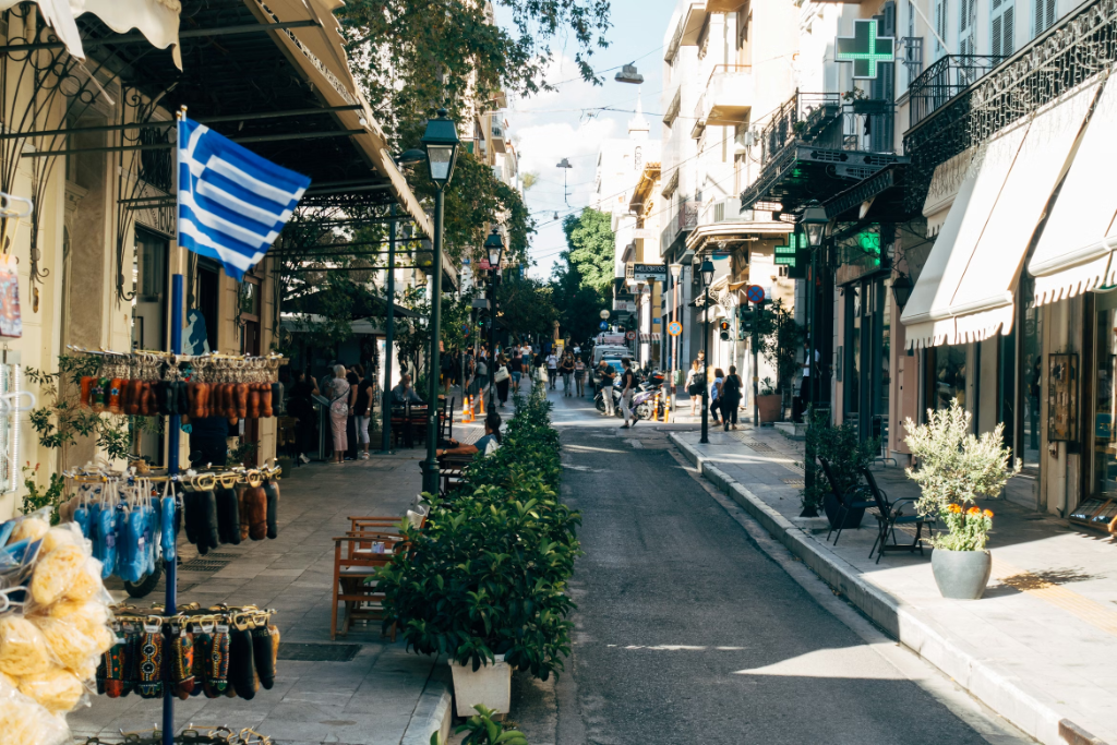 Athens street shopping district near Chiki Casa accommodation