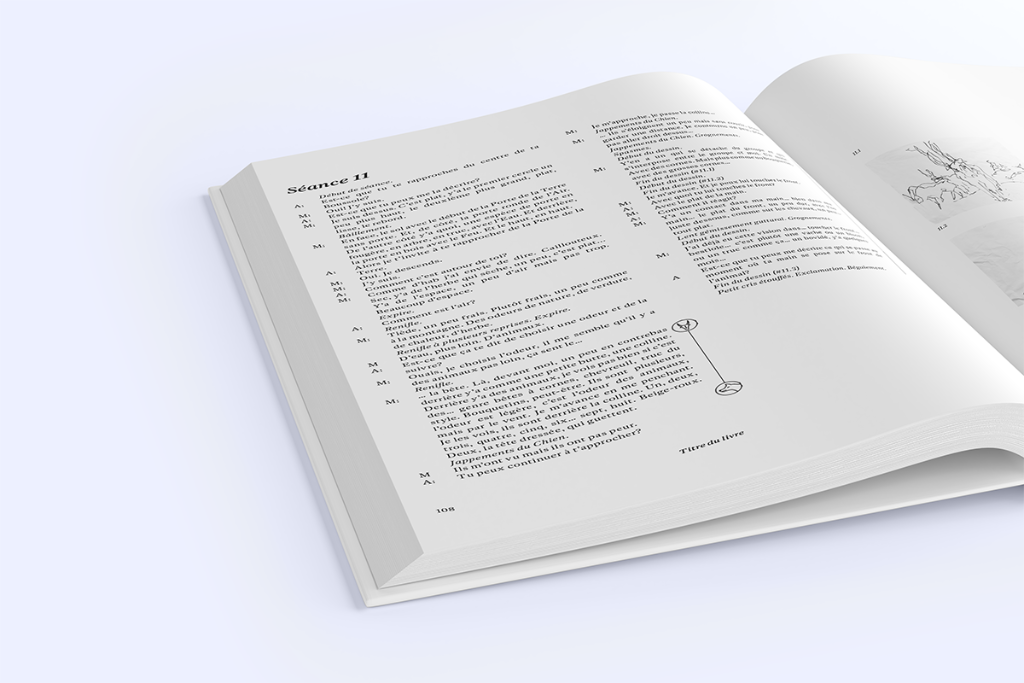 Vue plongeante sur une double page du livre