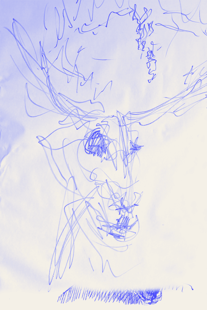Dessin de cerf en transe