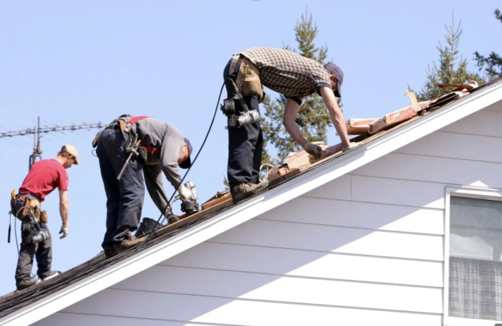 Roofing work in progress