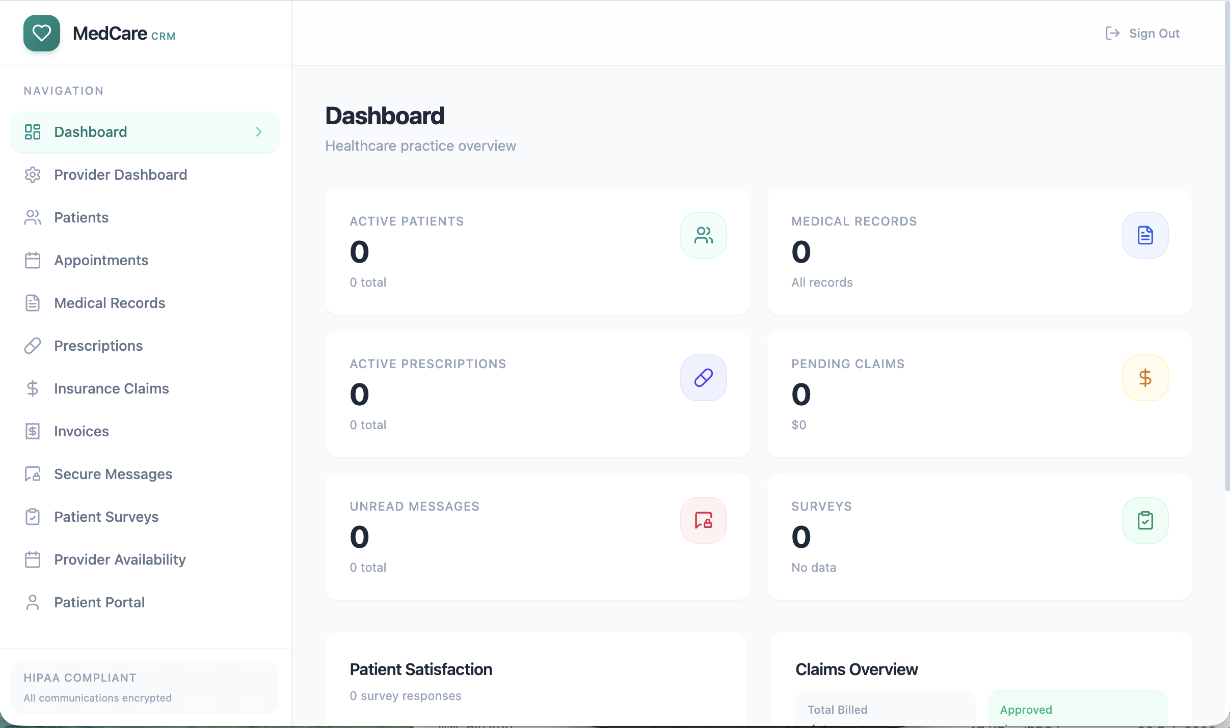 MediCare CRM template preview