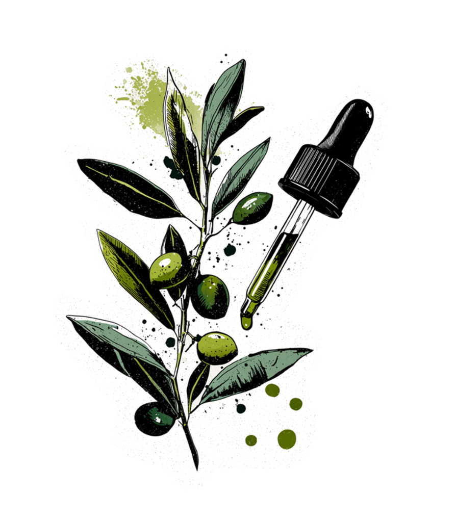 Olive branch and dropper