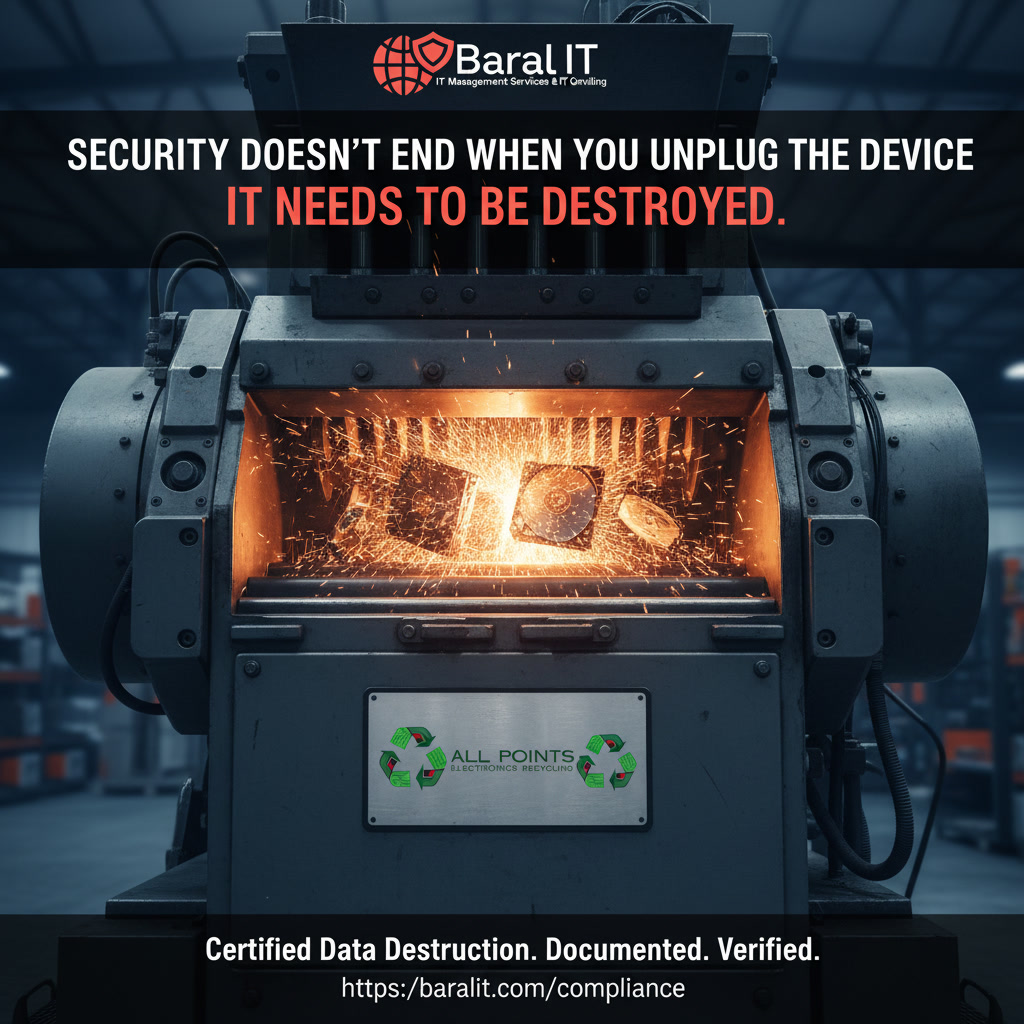 Security doesn't end when you unplug the device - Certified Data Destruction by Baral IT & All Points