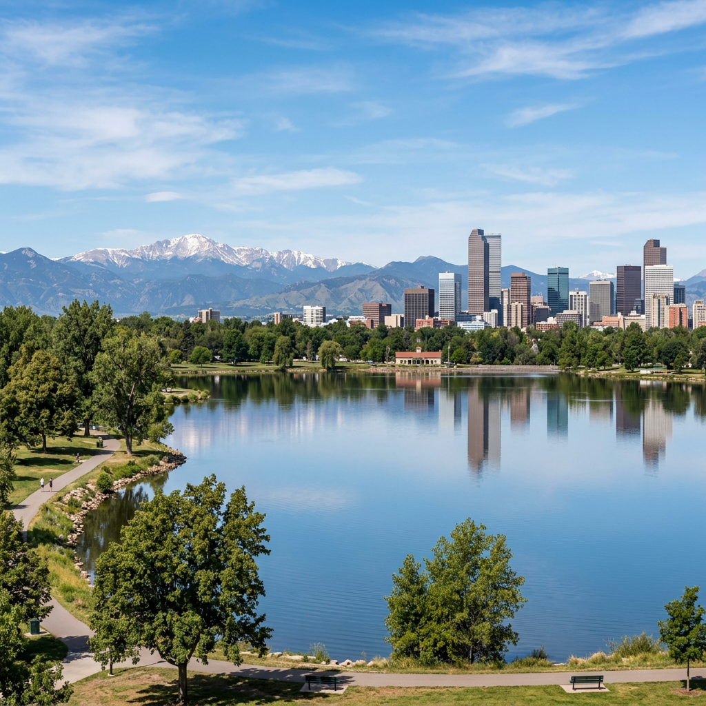Sloan's Lake Denver skyline view