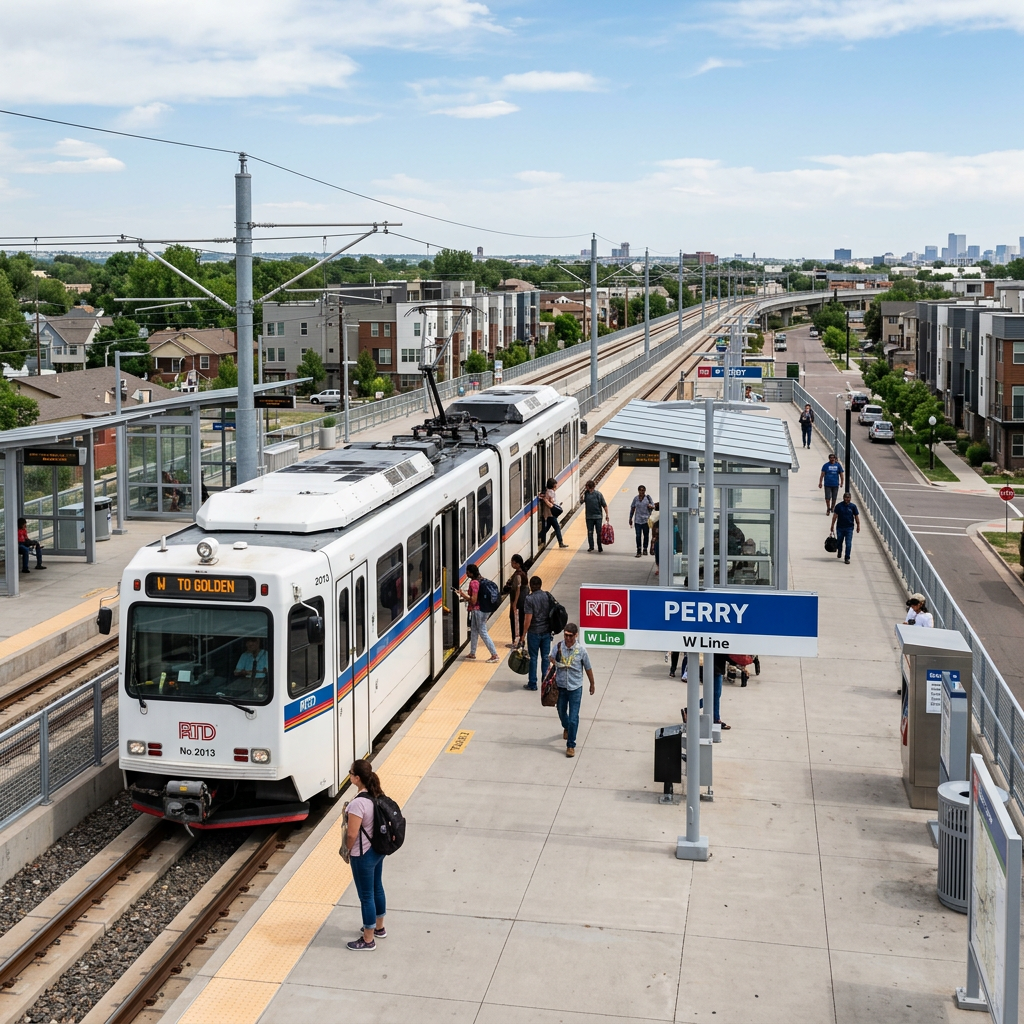 Perry light rail station Denver W Line