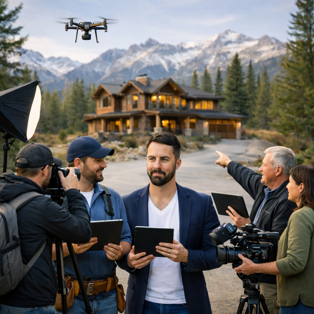 Eric Fitch with professional team on location