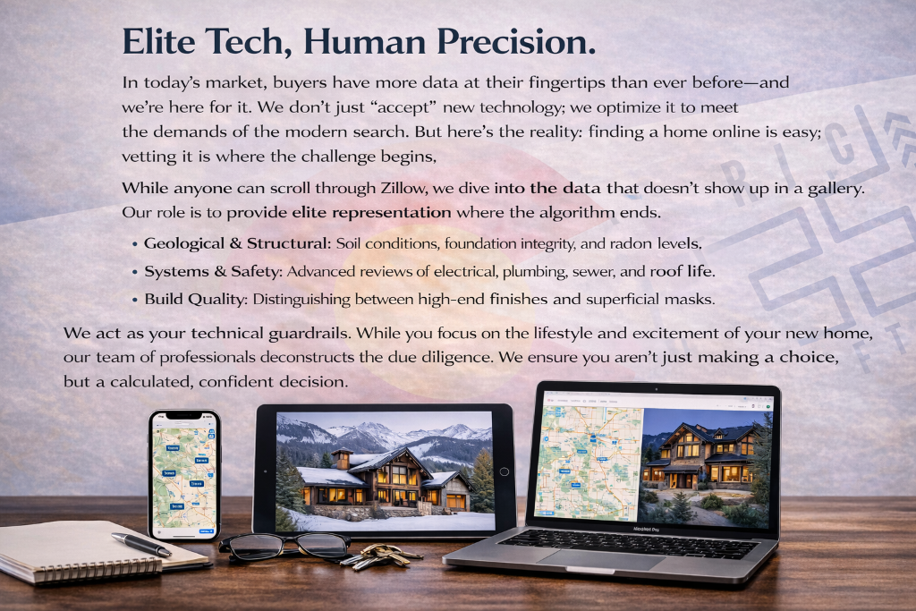 Elite Tech, Human Precision - Device showcase with iPhone, iPad and Laptop